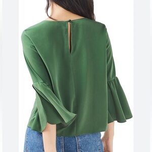 Topshop trumpet sleeve, Green, Size 8